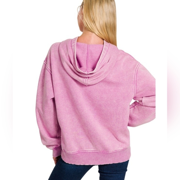 🛑Deal Of The Day🛑  Mauve Sleet Acid Wash Fleece Lined Hoodie - Picture 2 of 2
